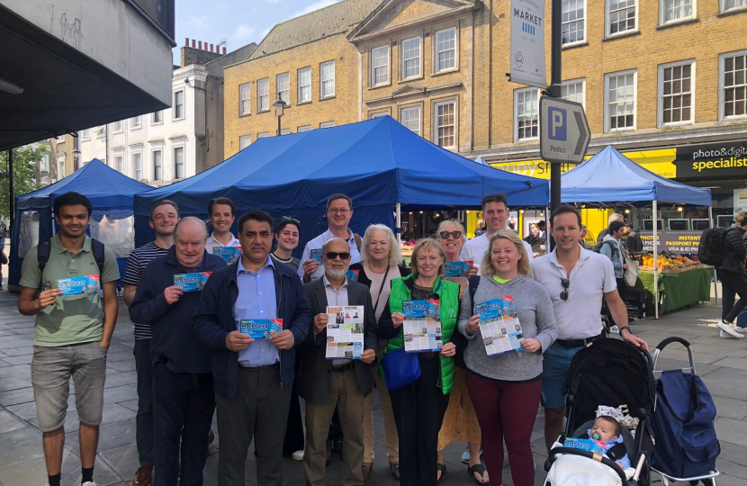 Pimlico volunteers campaigning with Nickie Aiken MP