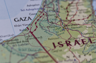 Map showing Israel and Gaza